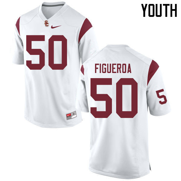 Youth #50 Nick Figueroa USC Trojans College Football Jerseys Sale-White